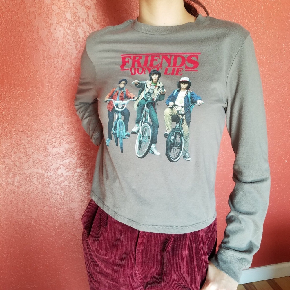 Stranger Things long sleeve cropped shirt